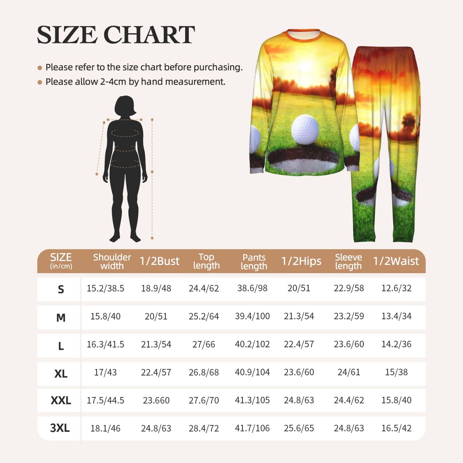 Sport Golf Ball Tramonto Albero Stampa Delle Donne Maniche Lunghe Pigiama Set Morbido Elastico Coulisse Casual Daywear