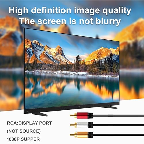 Miniatura 5 de Adaptador USB C a RCA 1080P, convertidor activo tipo C a RCA de 6 pies, cable USB C macho a 3 salidas RCA, cable adattatore de video para laptop,