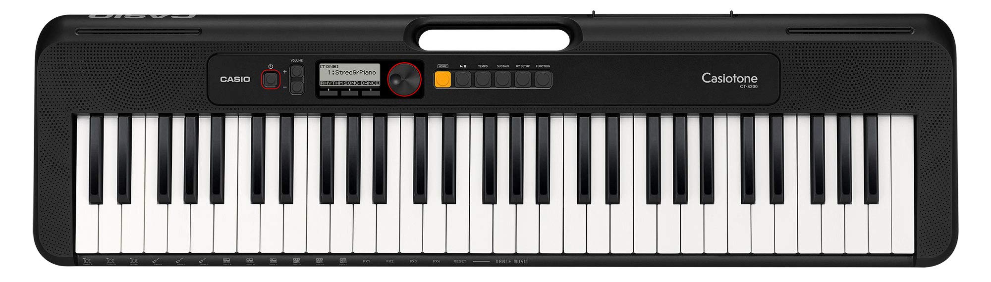 Casio CT-S200 BK Keyboard Starter Set (nowoczesna klawiatura z 61 klawiszami, w tym stojak na keyboard X, słuchawki i szkoła keyboardu) czarny