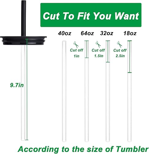Miniatura 3 de Pajitas de repuesto para Hydro Flask 6 popotes de repuesto compatibles con Hydro Flask All Around Travel Tumbler de 32 oz 40 onzas con 2 cepillos