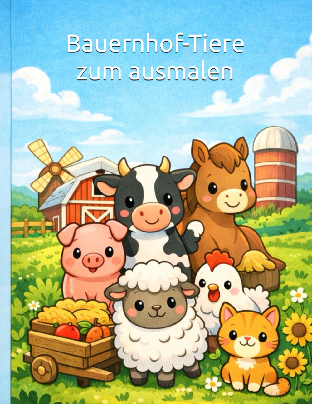 Bauernhof-Tiere Malbuch: Liebevoll gestaltete Ausmalbilder mit Kühen, Schweinen, Schafen & mehr