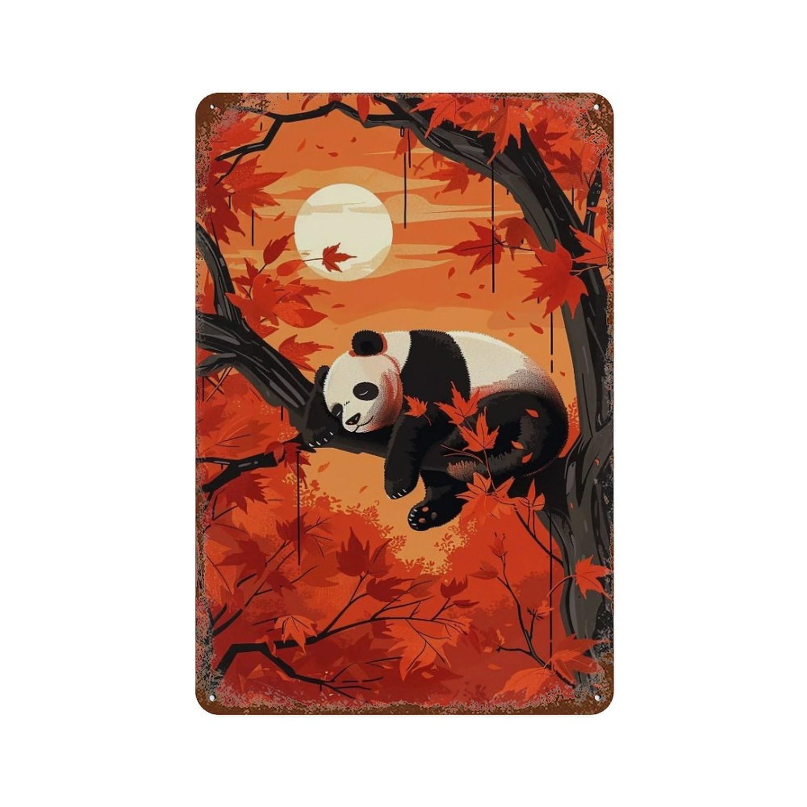 HDURYEYRYY Sunset Slumber Giant Panda 03 Wall Retro Iron Vintage Art Metal Tin Sign Poster Modern Home Cofffee Club Art Bar Shop Decor Style 30x20cm