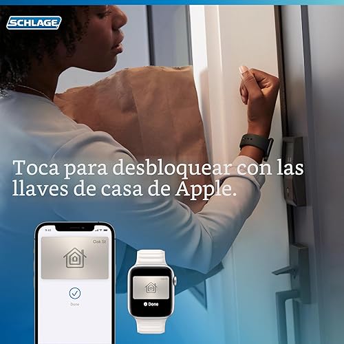 Miniatura 9 de Schlage BE499WB CAM 622 Encode Plus WiFi Cerradura inteligente, cerradura de puerta de entrada sin llave con borde Camelot, negro mate