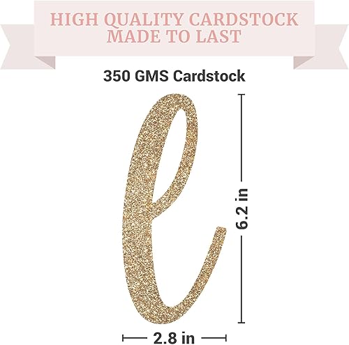 Miniatura 5 de Cartel preencordado con texto en inglés "Love Laughter & Happily Ever After", "No hazlo tú mismo" – Cartel dorado con purpurina para despedida de