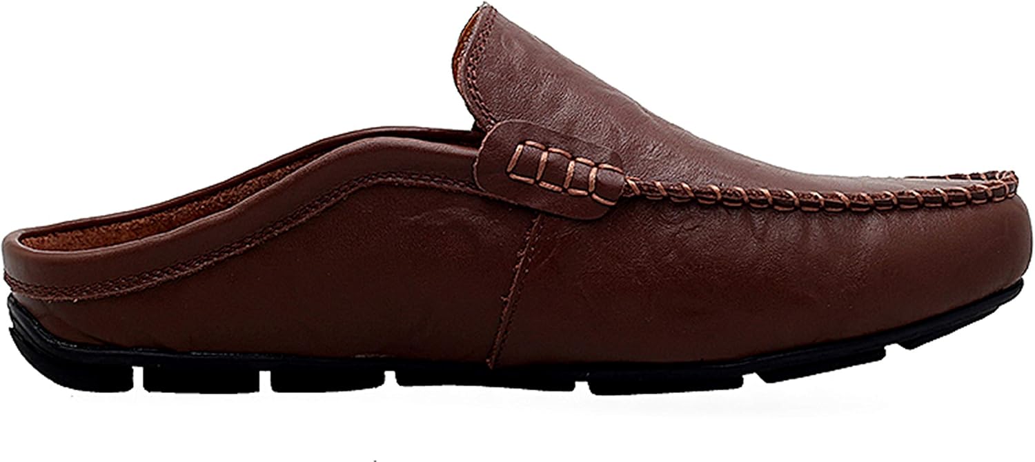 Go Tour Mens Mules Clog Slippers Breathable Punching Leather Slip on Shoes Casual Loafers - Image 7