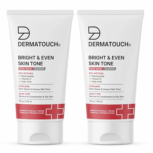 DERMATOUCH Bright & Even Tone Face Wash with Niacinamide, Vitamin E and Kojic Acid | For Tan, Pigmentation Dark Spots & Uneven Skin Tone | Oil Control | Dermatologist Tested | For Men & Women