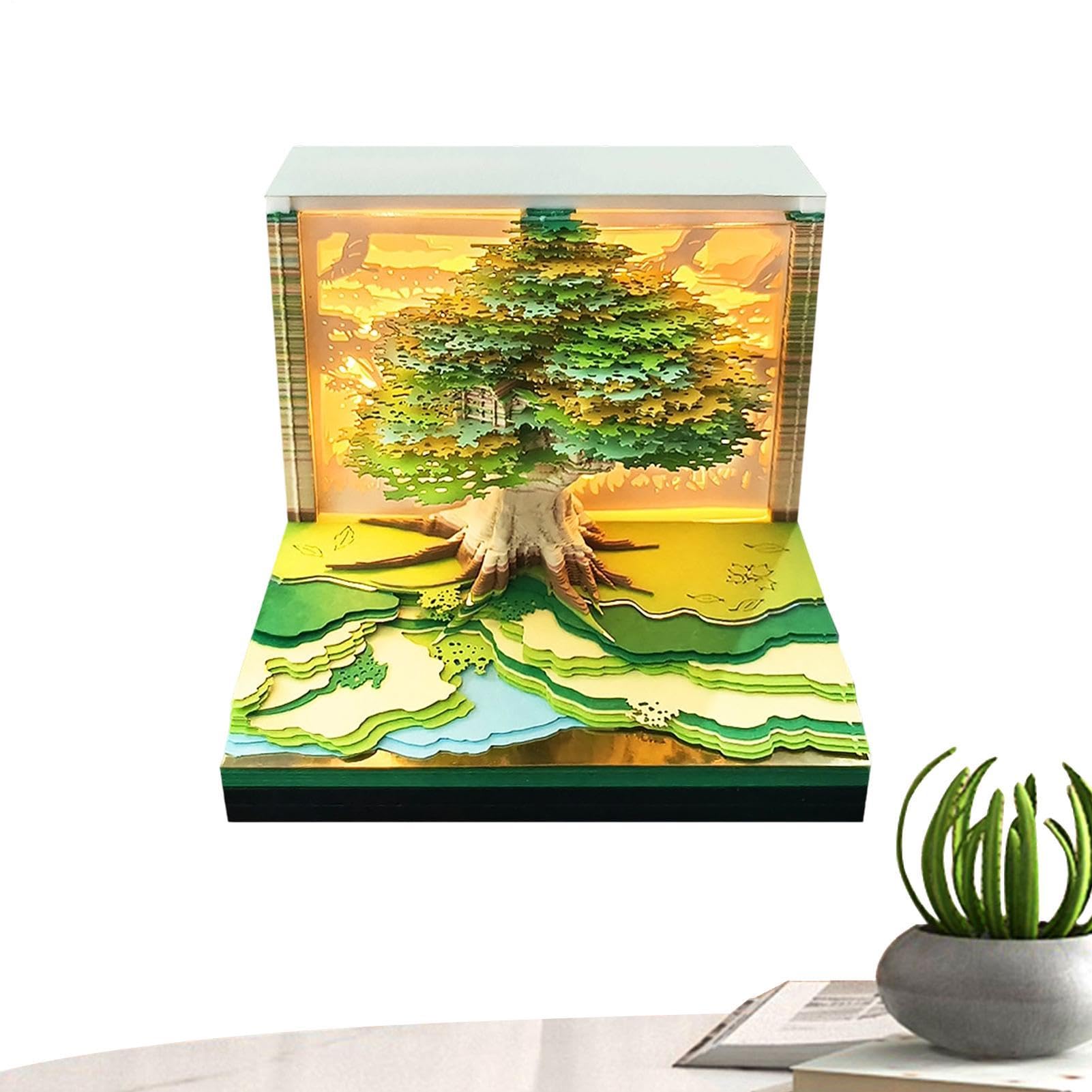 Calendario 3D 2027 Decorazione Da Tavolo A Forma Di Albero Luminosa | Calendario da scrivania con fogli staccabili Per Uomo Donna Studenti Insegnanti Casa Ufficio Camera Da Comodino Compleanno