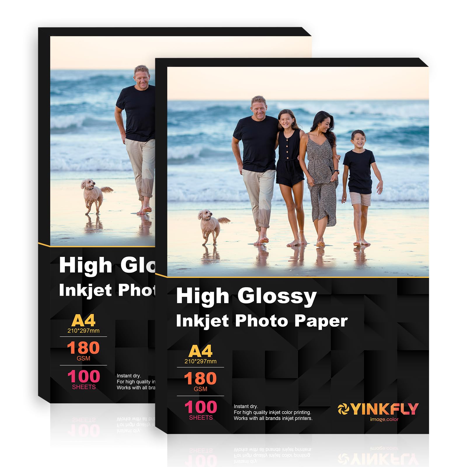 Yinkfly 180GSM A4 200sheets Glossy Photo Paper for Inkjet PrintersPremium Inkjet Paper for Photo Printing, Crafts, Presentations