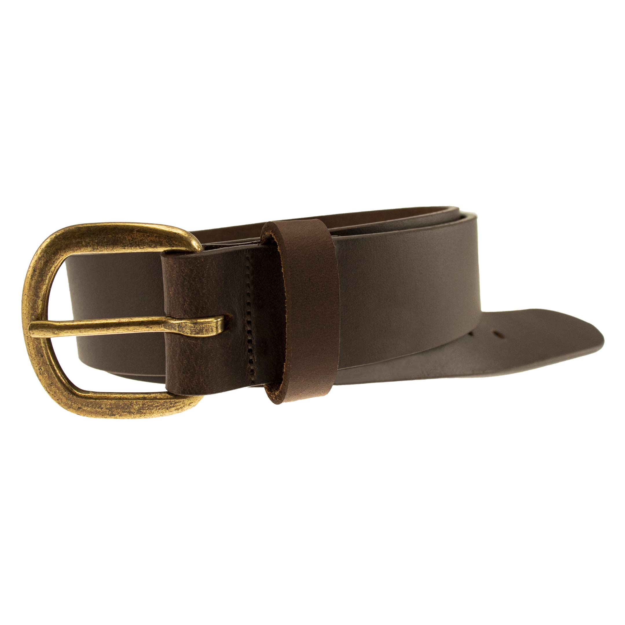 Thomas Bates Taylor Women's Bridle Leather Belt with Brass Buckle Style 7 Hole (38, Brown)