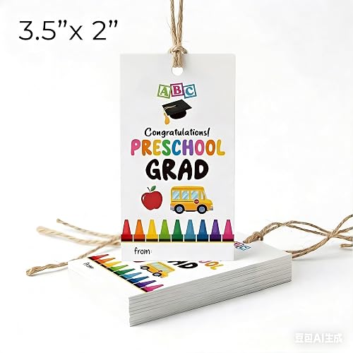 Class of 2026 Graduation Gift Bag Tags with String, Set of 50, 3.5x2 Inch Paper Thank You Tags for Family & Friends, Ready-to-Use 2026 Graduation Table Decor - A15