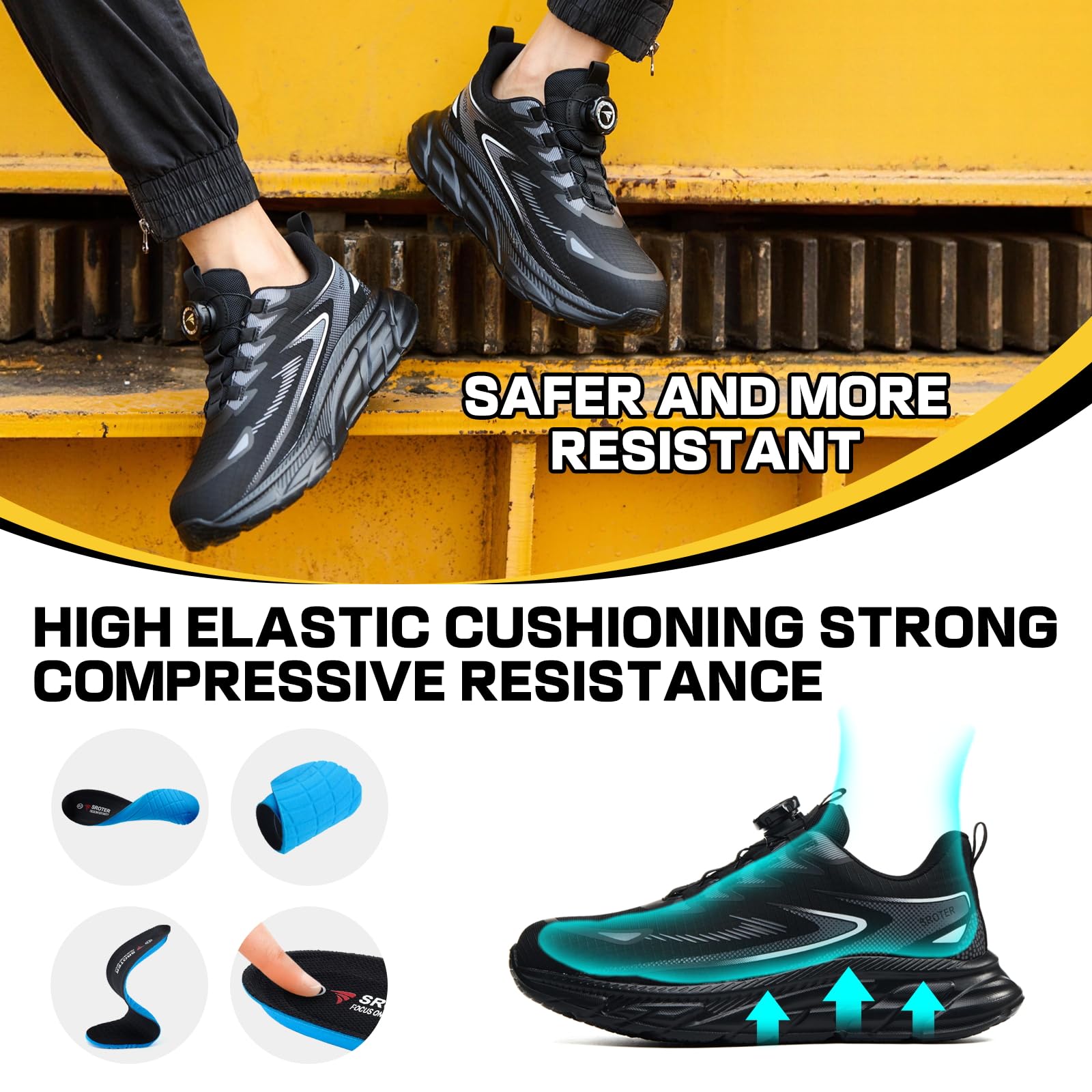 Zapatos de Seguridad para Hombre Mujer Zapatillas de Seguridad con Punta de Acero Ligero Zapatos de Trabajo Comodo Zapatillas Trabajo Transpirable Antideslizante