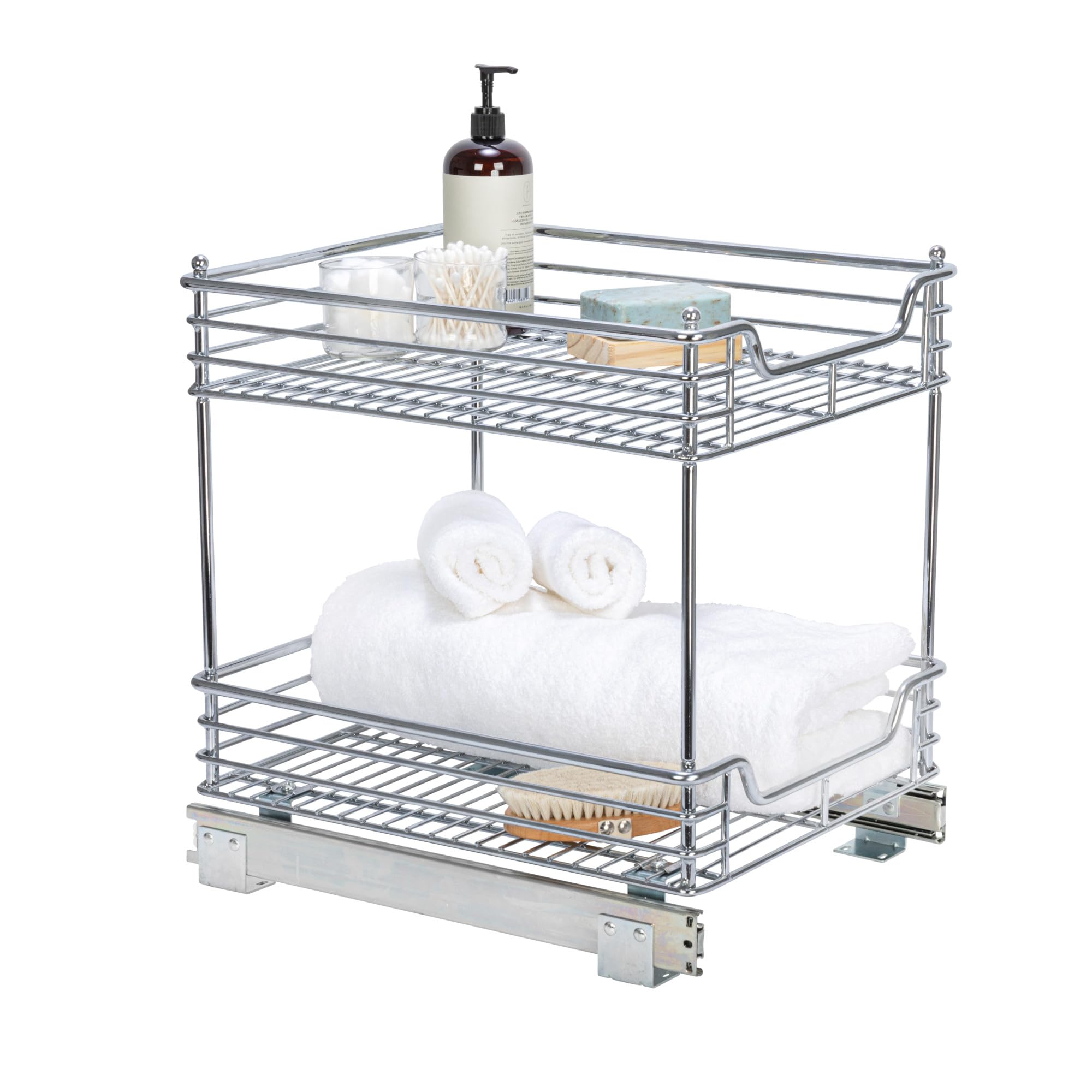 Household Essentials C21417-1 Glidez 2-Tier Sliding Organizer - Pull Out Cabinet Shelf - 14.5 Inches Wide
