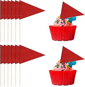 Amazon.com | Dohia Solid Blank Toothpick Flags Small Mini Plain Red ...