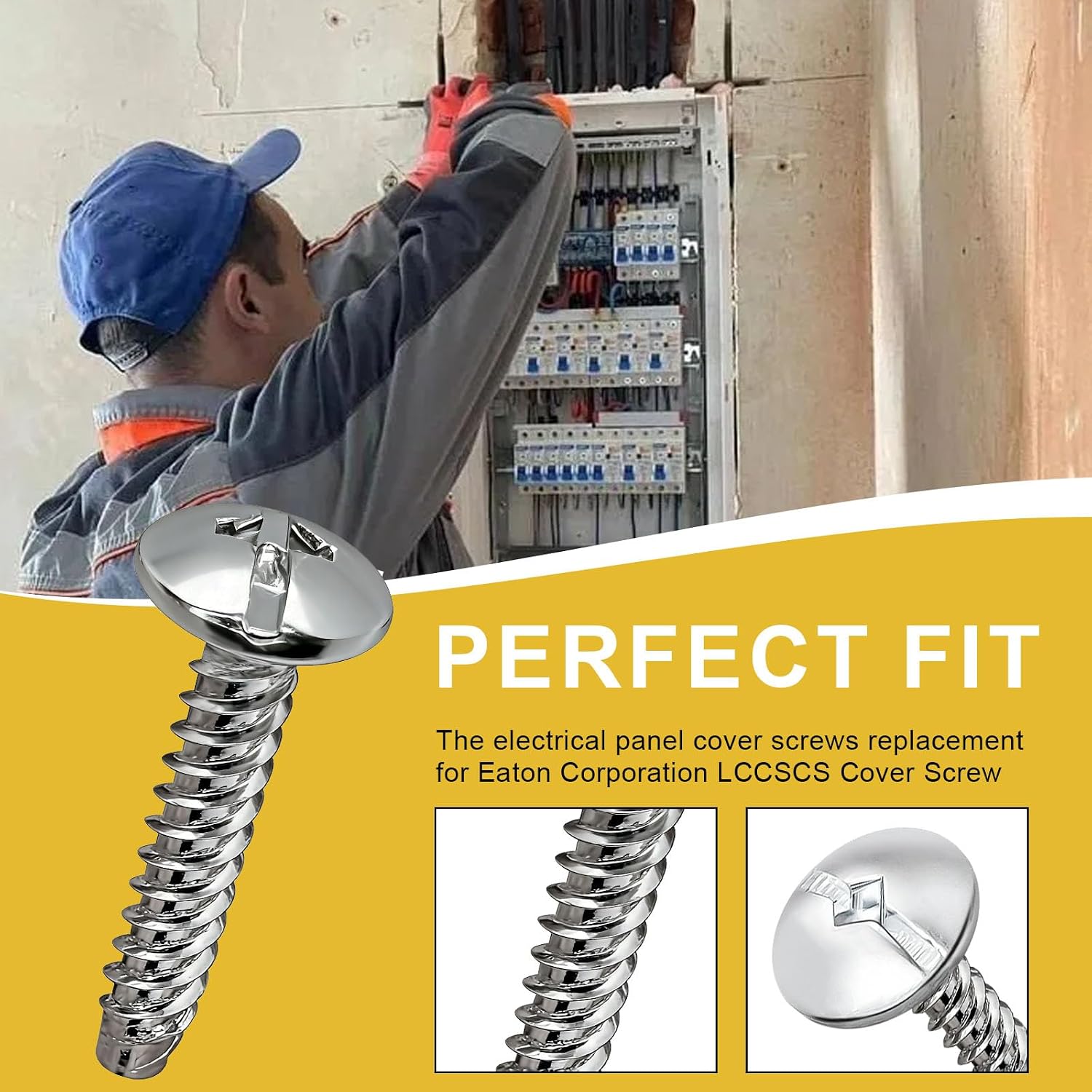 Electrical Panel Cover Screws Replacement for Eaton Corporation LCCSCS Cover Screw, Breaker Electrical Cover Screws Durable Steel Compatible with Eaton Enclosures & Electrical Panels - 12 Pack