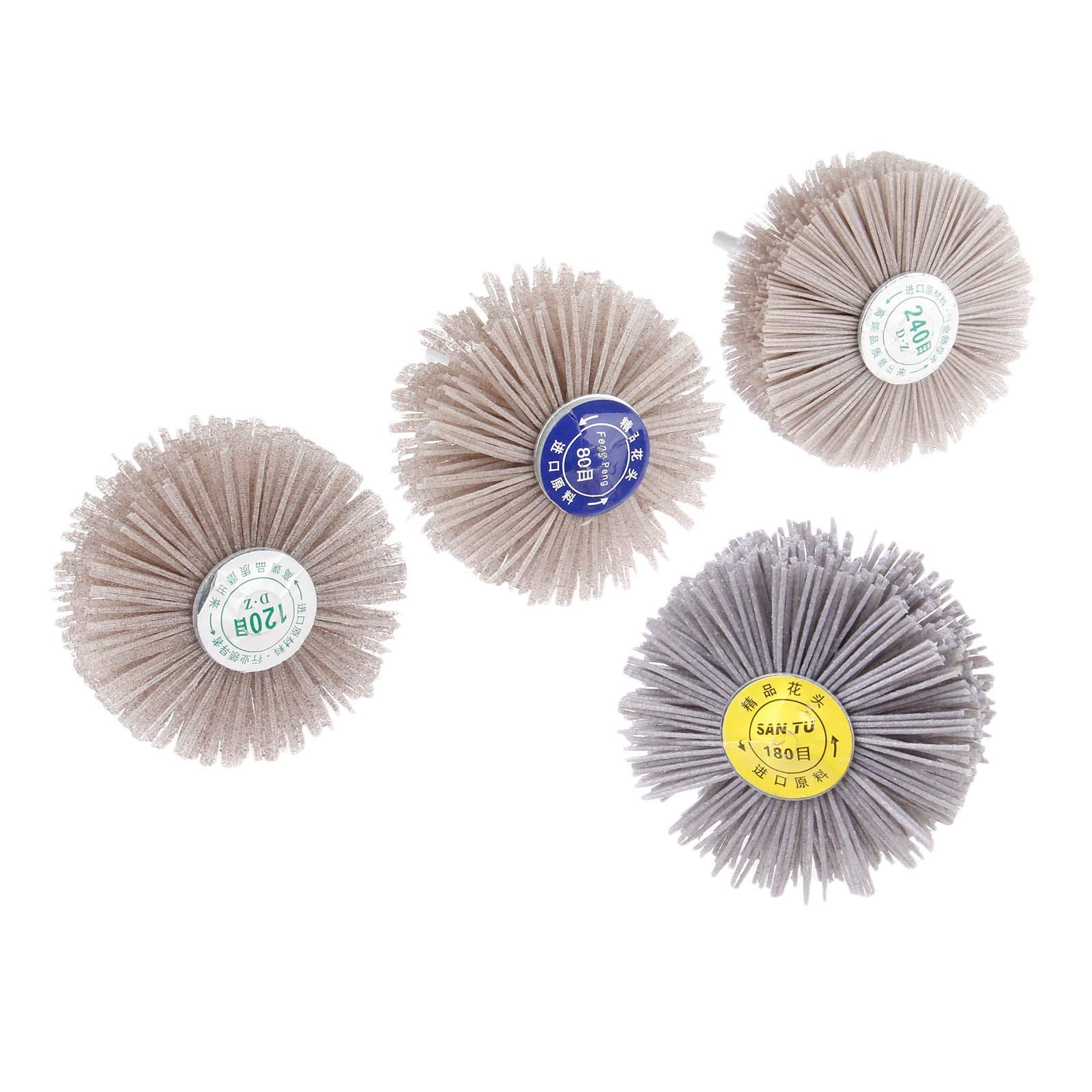 Cabezal de pulido y esmerilado 4pcs Abrasive Nylon Cepillo de rueda pulido pulido pulido Muela 80# 120# 180# 240# for accesorios de herramientas rotativas