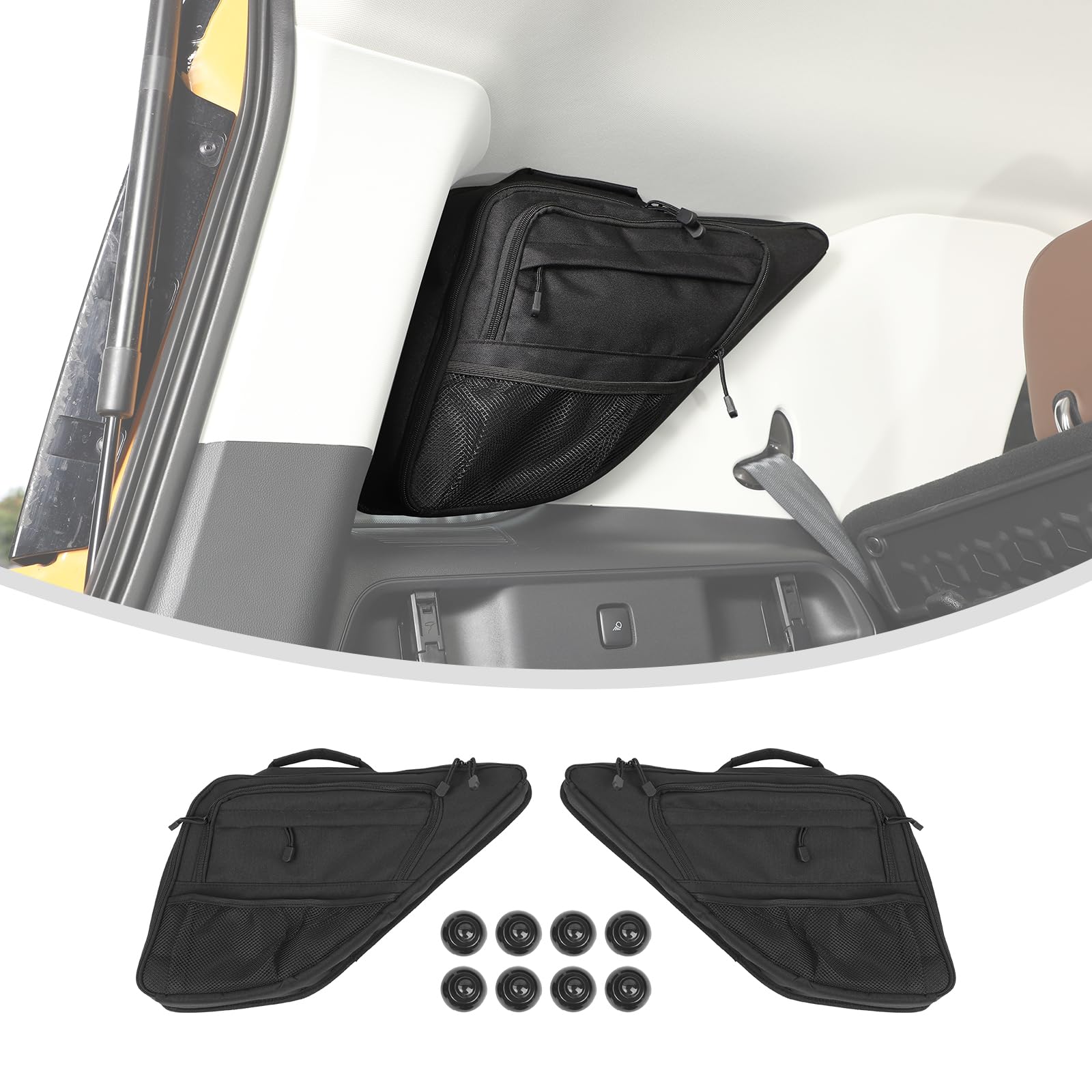 Linskip TrunkMate Suction Organizer for Ford Bronco Sport 2021-2024 2025, Rear Side Window Storage Bag for Ford Bronco Sport Trunk Accessories Pair(Black)