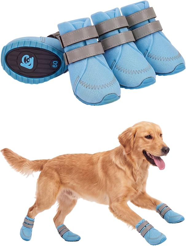 Botas para Cães com Tela Respirável, Solado Emborrachado Antiderrapante e Tiras Refletivas Haloumoning
