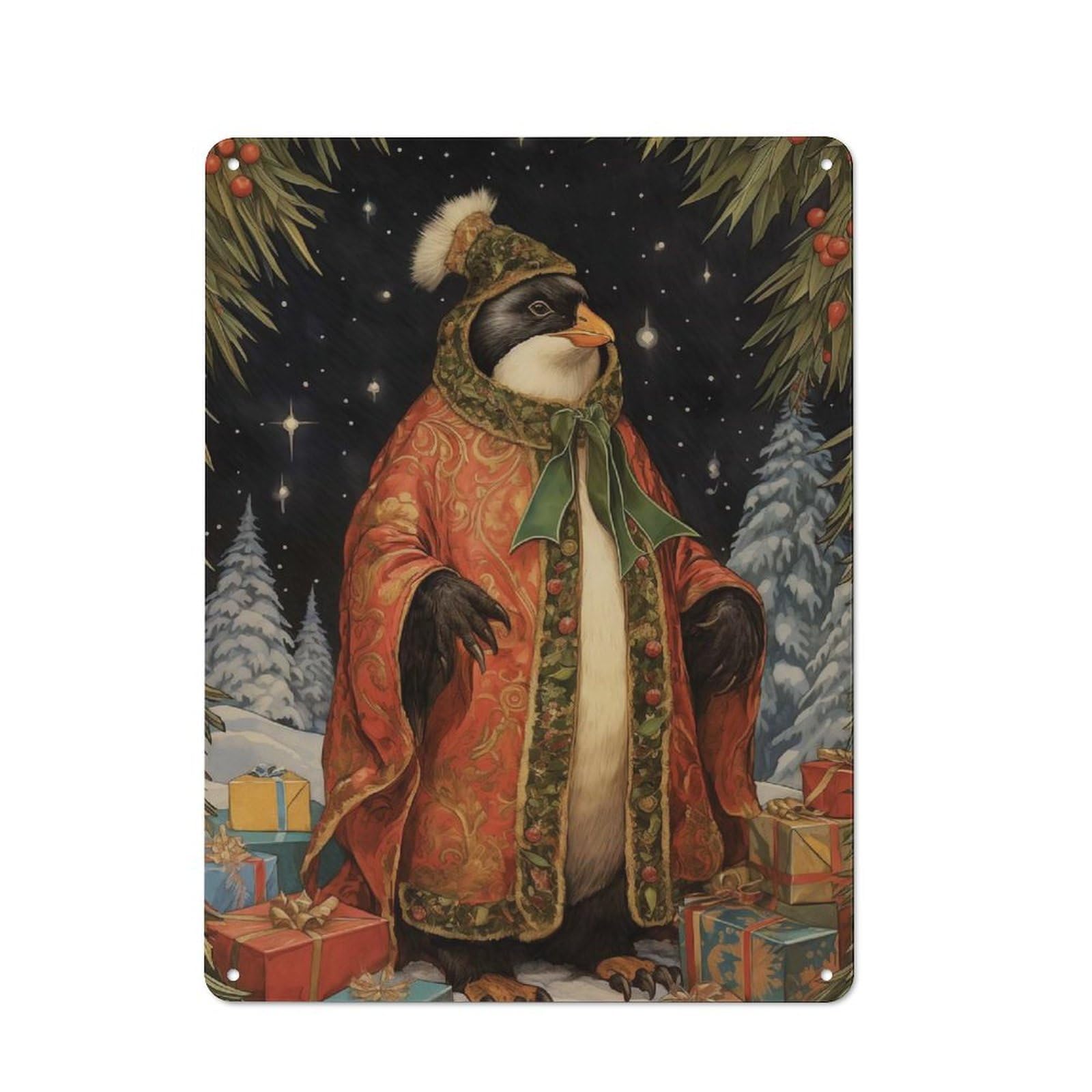 Junmoney Native Xmas Penguin Metal Plaque 40X30cm With For Pub Or Café, Rustic Decor, For Pub Decor Enthusiasts