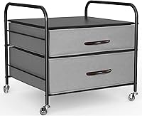 Vista 10 de Mini soporte para nevera con almacenamiento, 120 libras BlackMini mesa de nevera, carrito de refrigerador de 2 cajones con ruedas, soporte