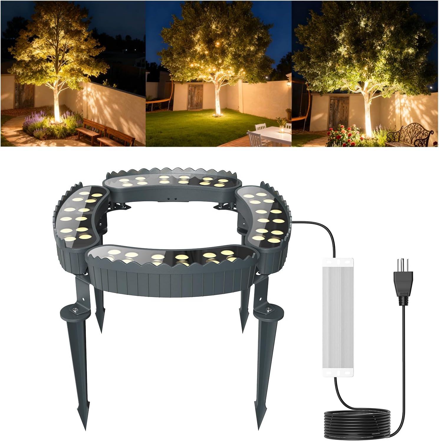 48W Spotlight,3000K Warm White Spot Lights Outdoor ,DC24V Low Voltage Landscape Lighting, IP65 Aluminium Outdoor Lights,Christmas Tree Lights Outdoor with 5.91ft Cable and Power Supply,Set of 4