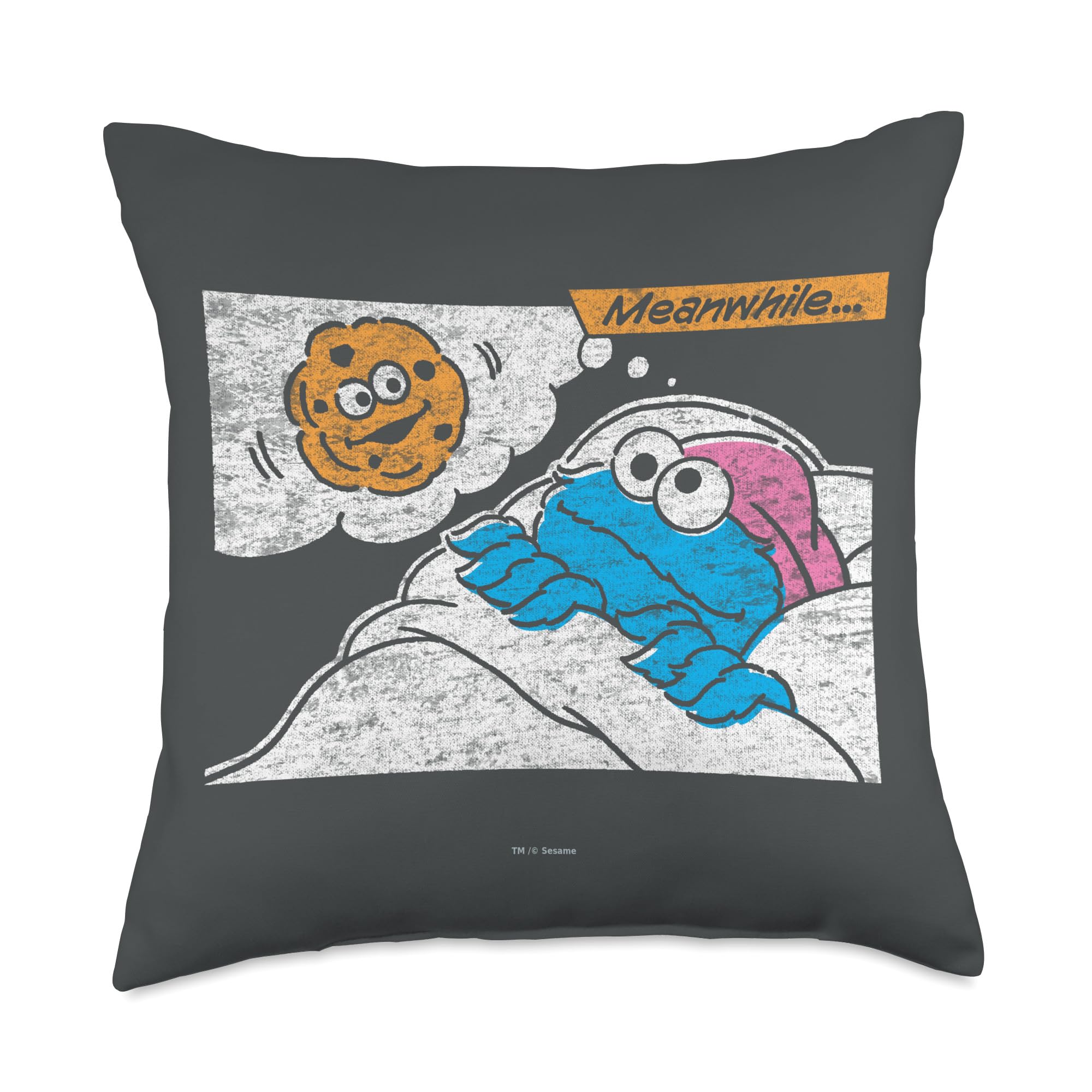 Coussin Sesame Street Cookie Monster de 45x45 cm en version multicolore pour décoration de canapé