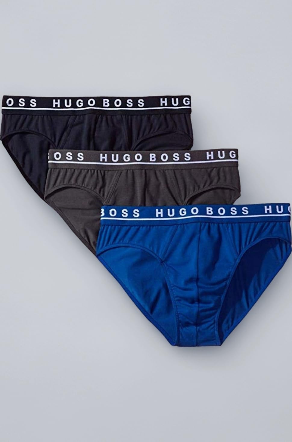 Men Boss Essential 100% Cotton Low Rise Briefs - 3 Pack (0325381) 2Xl/Blue/Sky Captain/Iron