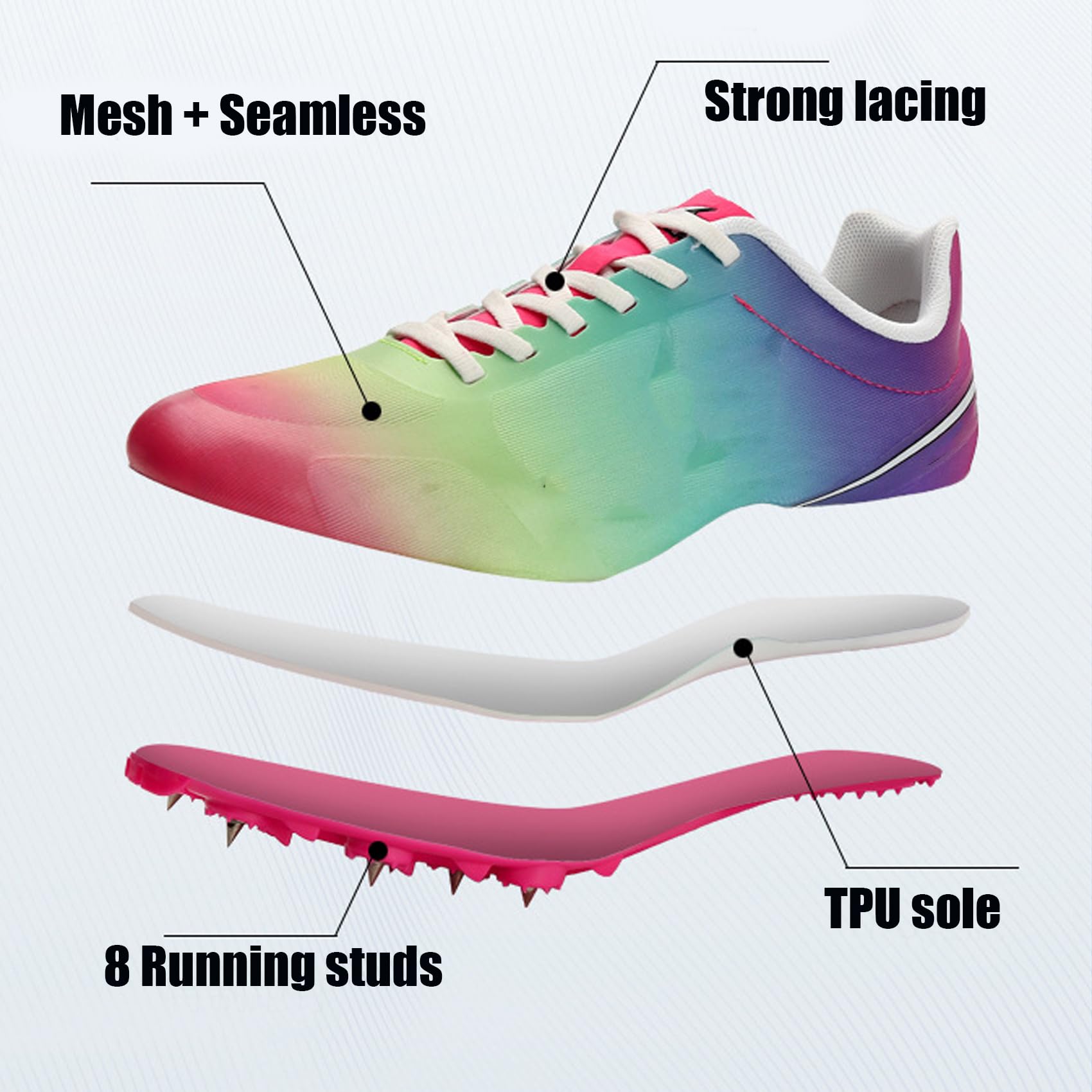 Placa De Carbono Sprint Spike Zapatos Media Larga Distancia Atletismo Competición Profesional Zapatillas para Entrenamiento Al Aire Libre Salto Correr