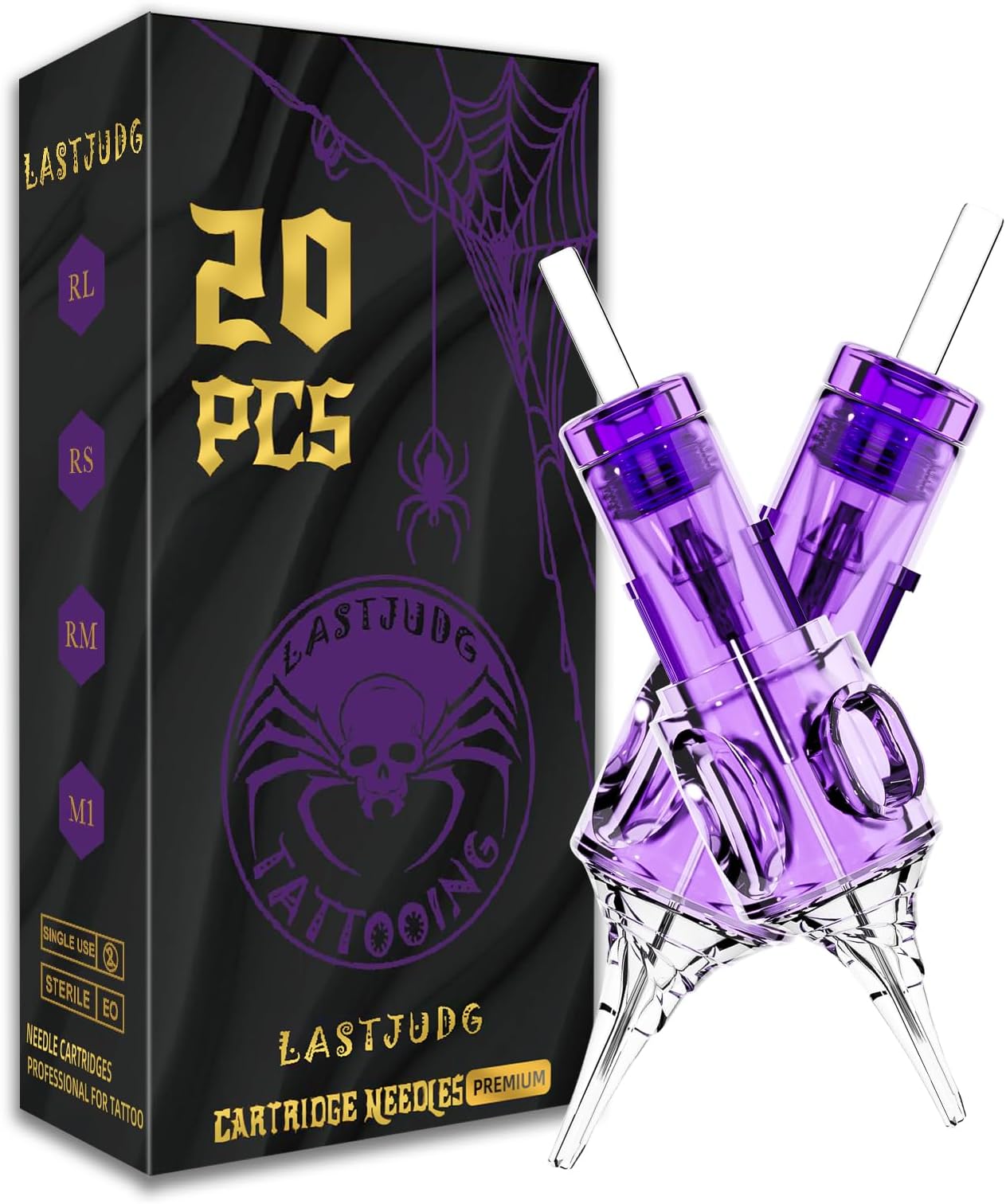1203RS Tattoo Cartridge Needles, 20Pcs Disposable Tattoo Needles with Membrane Safety Cartridges #12 Bugpin Round Shader Replaceable Tattoo Needle Cartridges for Tattoo Pen