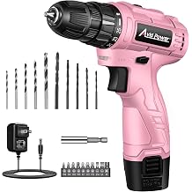 AVID POWER 12V Cordless Drill, 3/8-Inch Keyless Chuck, High-Speed 1400 RPM & 25+1 Torque Control, Electric Power Drill Kit with 21pcs Bits, Battery and Charger-Pink
