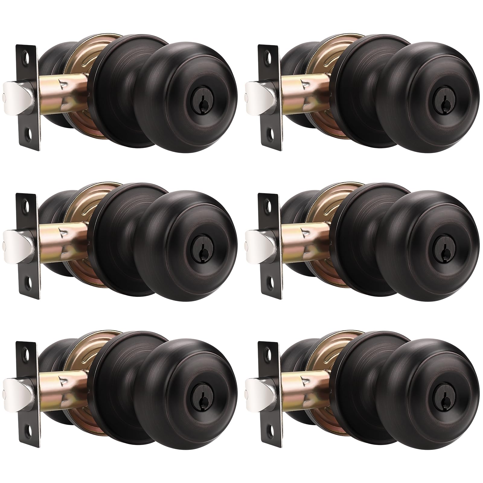 Polished Brass Door Knobs - Keyed Entry Locks -19