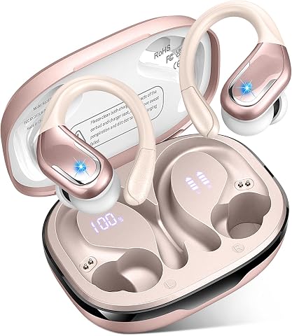 Wireless Earbuds with 75H Playtime, Bluetooth 5.4, IP7 Waterproof, Noise Cancelling Mic, 3D Bass, Earhooks for Sports and Workout…