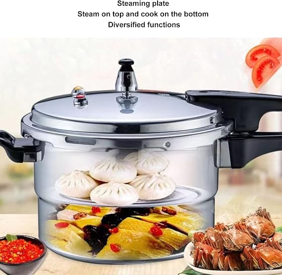 Pressure Cooker, Thickened Aluminum Safety Valves Pressure Cooker Cookware Pressure Canner Rice Cooker with Steaming Plate, Household Stovetop Pot Canner for Induction Cooker Gas