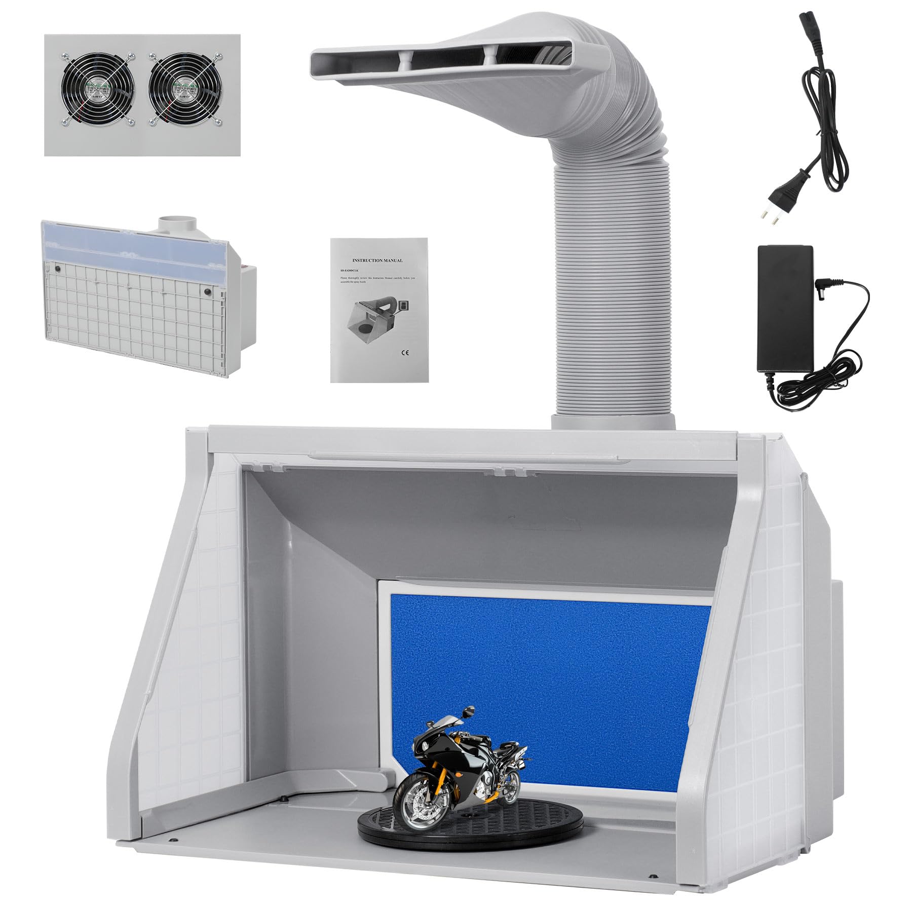 Tragbare Airbrush Spritzkabine mit Dual Abluftventilatoren 3 LED Beleuchtungen
