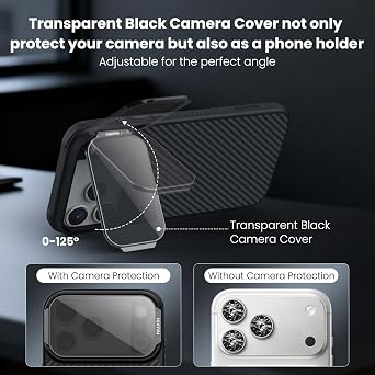Nillkin for iPhone 17 Pro Max Magnetic Case,Carbon Fiber,Kickstand & Camera Cover Compatible with MagsafeMilitary Grade Drop Tested 6.9 inch Gray