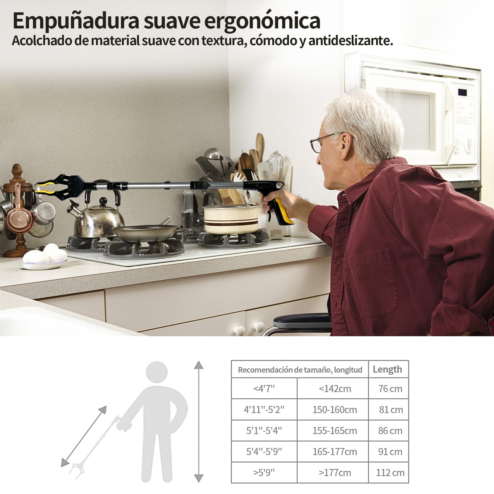 YAUNGEL Pinza Racogli Rifiuti Pieghevole - 81cm, Testa Girevole 360°, Magnetica, Per Anziani E Giardinaggio - Foto 10