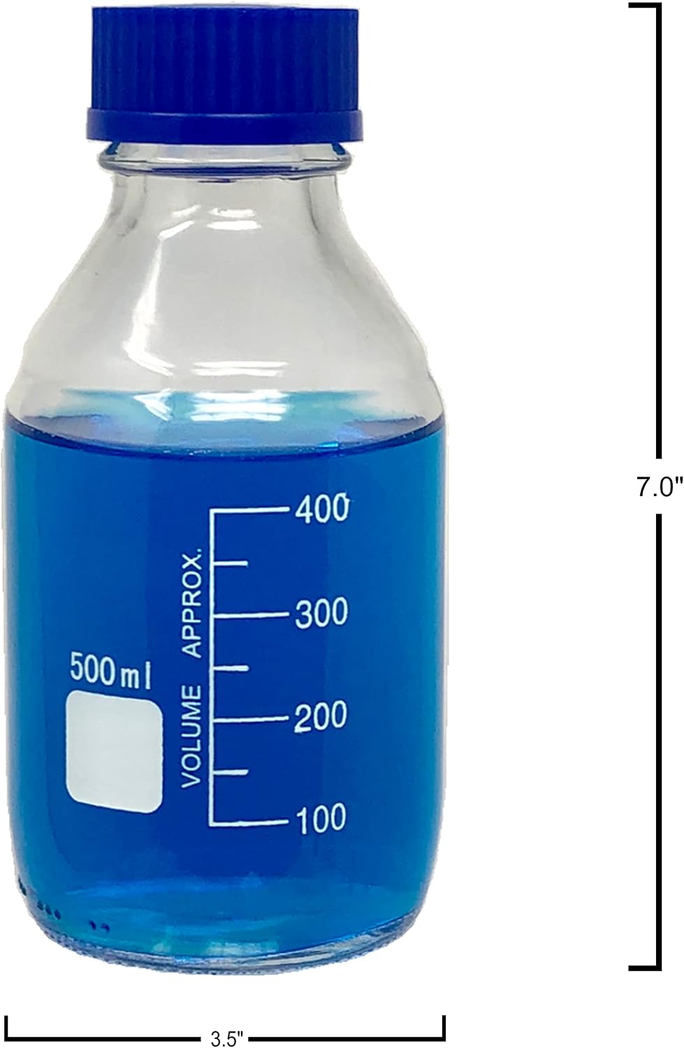 Karter Scientific 500ml Glass Round Media Storage Bottles with GL45 Screw Cap, Borosilicate Glass, 251M6 (Pack of 12)
