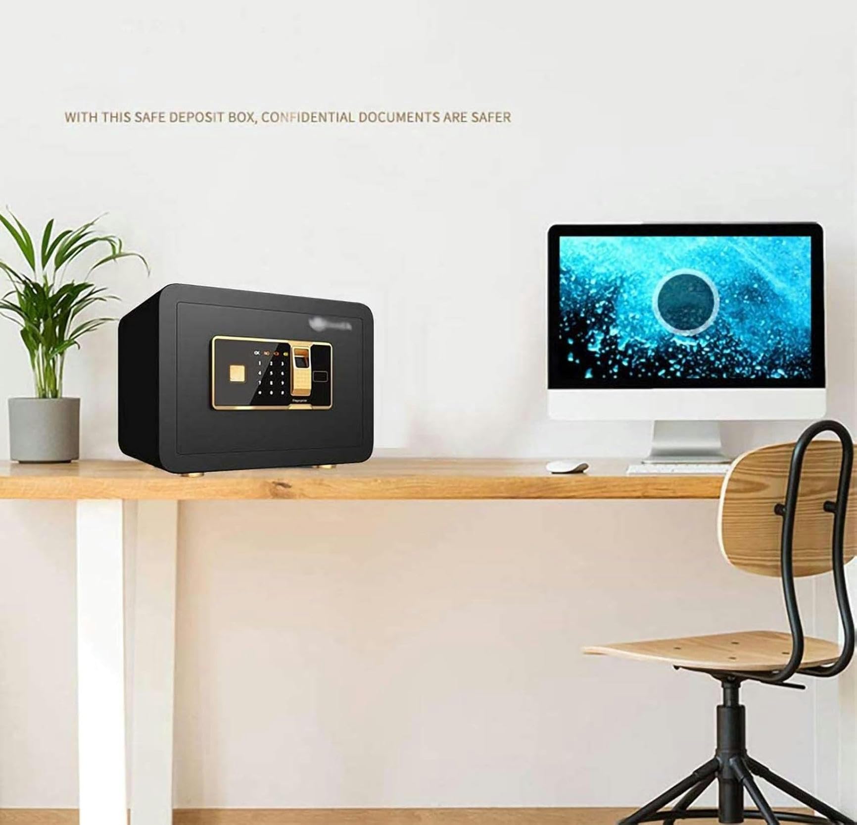 Seguridad para el hogar de Acero con Cerradura de combinación, Resistente al Fuego con Huellas Dactilares, Caja Fuerte a Prueba de Fuego con Teclado Digital y Estante extraíble, para medicamentos,