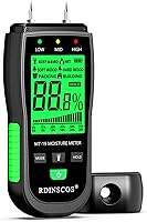 RDINSCOS Wood Moisture Meter: Pin-Type Tester for Hardwood & Softwood, Accurate 12mm Deep Readings with Batteries