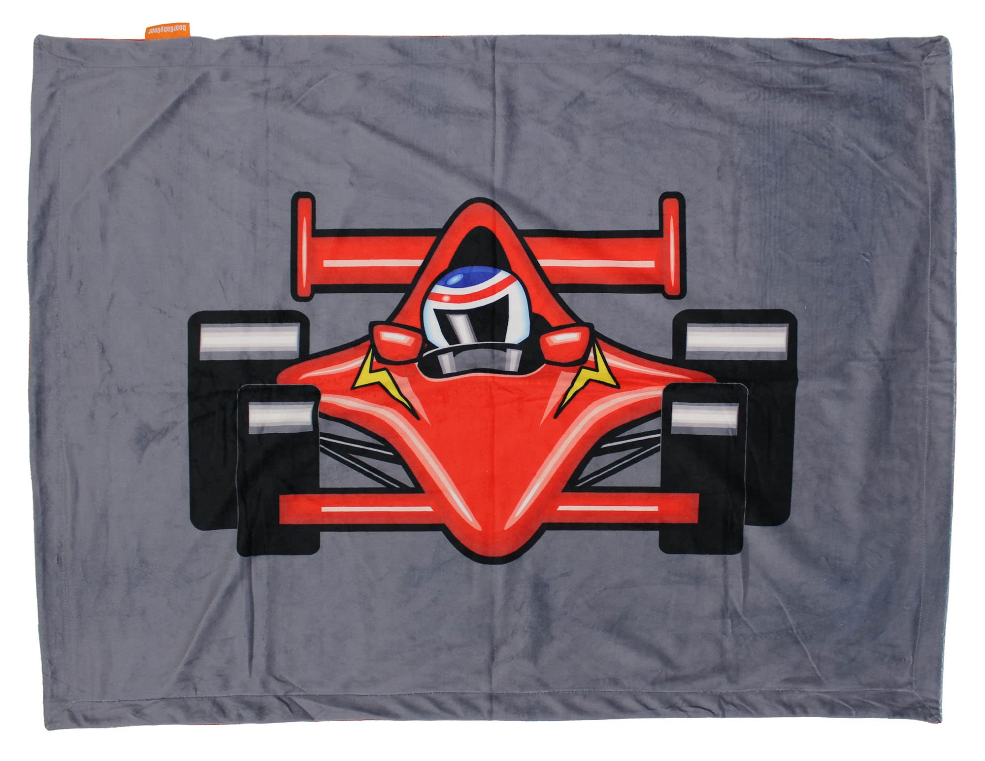 Dear Baby Gear Cars Baby Blanket - Double Layer Minky Baby Blanket - Toddler Blankets - for Boys - Racing Car,Checkered Flags, Finish Line on Red, Reversible with Racing Car on Gray - 40" x 30"