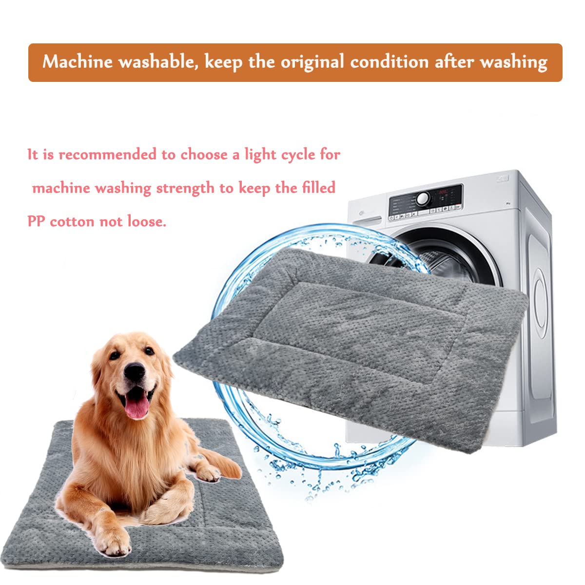 Tapis pour Chiens Réversible Matelas Doux et Confortable Tapis de Cages Chats Portable Coussin de Voyage Lavable Couverture de Chien aux Petits, Moyens et Grands Chiens, Clair Gris (50x40cm)