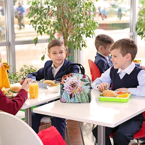 Miniatura 7 de Fiambrera con rosas y cactus, acuarela tropical, cactus verde, suculentas, flores botánicas, bolsa de almuerzo para mujeres y hombres, picnic y