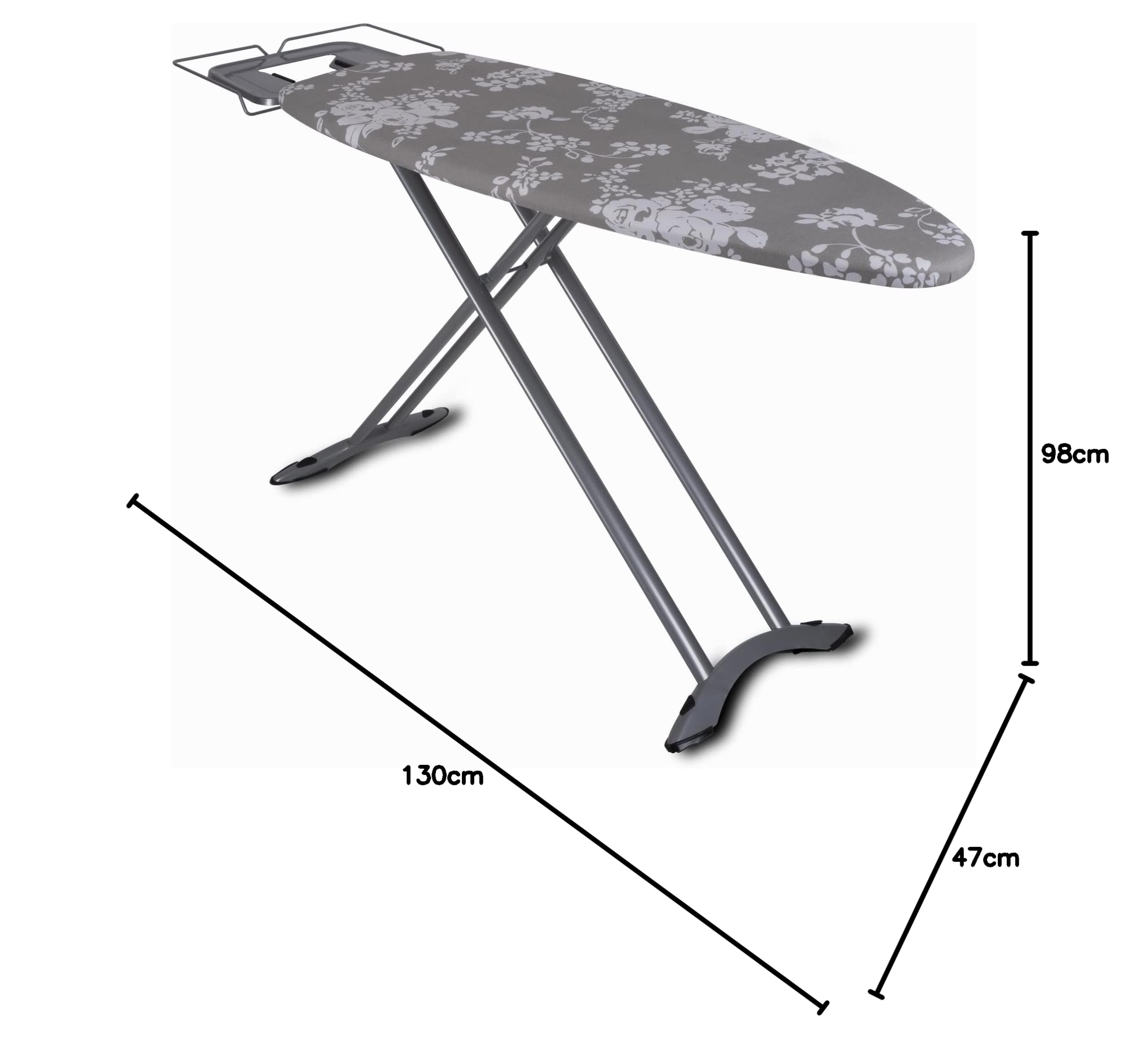Table à Repasser Pliable 2en1 Wild en Acier 130x47 cm Hauteur réglable jusqu'à 98 cm avec Repose-Fer et Support Centrale Vapeur