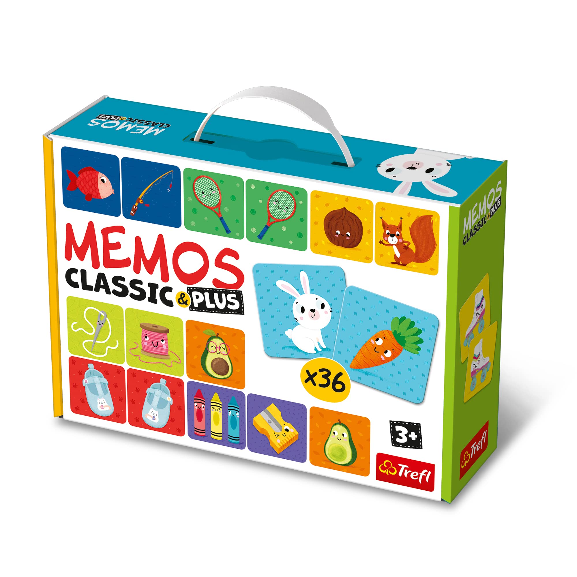 Trefl - Memos Classic & Plus, Logic - Gioco Educativo di Memoria per Bambini, Cerca Coppie di Immagini, Diverse Opzioni di Gioco, Classico Gioco di Memoria per Bambini Sopra i 3 Anni