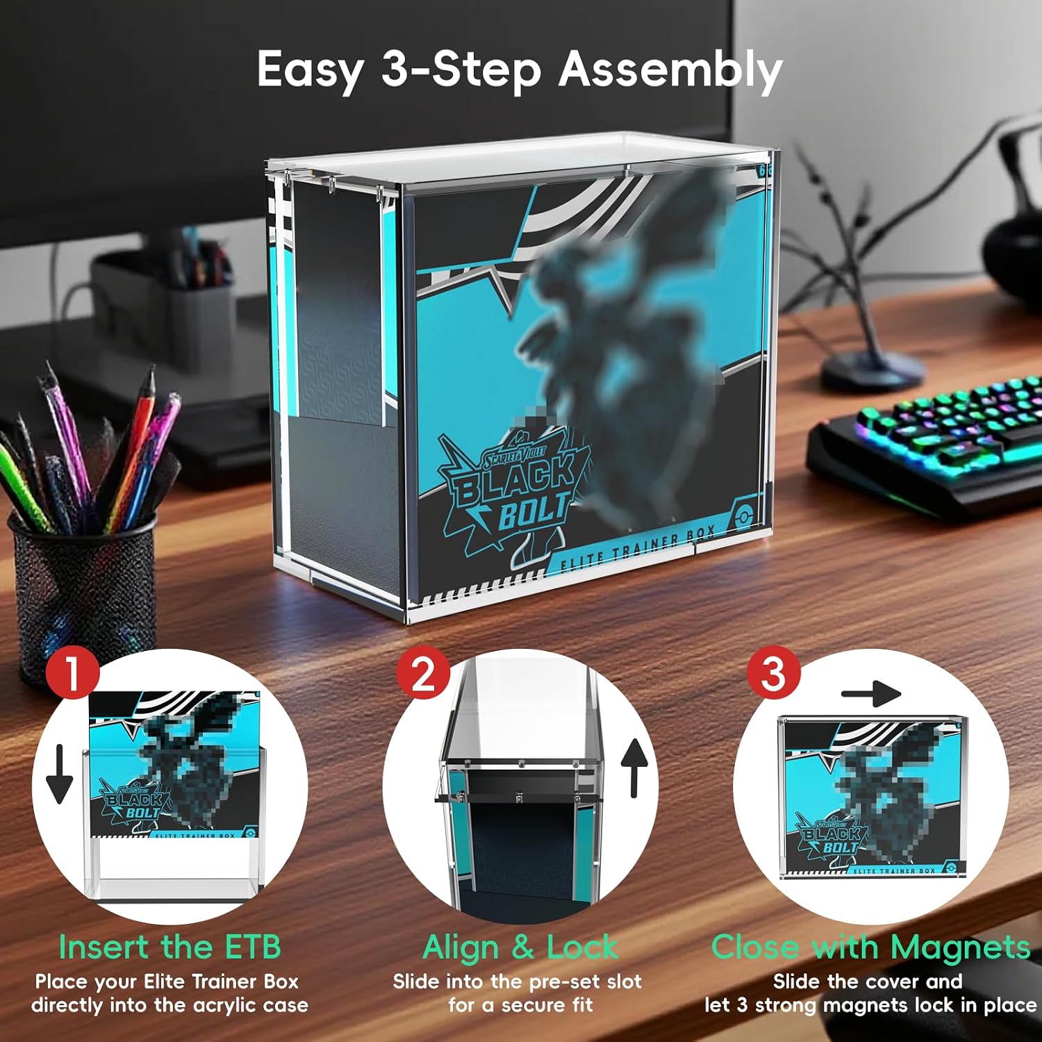 Elite Trainer Box Acrylic Case Protector – ETB Display Storage Box with Sliding Slot & 5mm Magnetic Closure, Ultra Thick 6/8mm Clear Acrylic with Rounded Edges, Collector Display Case for ETB Boxes