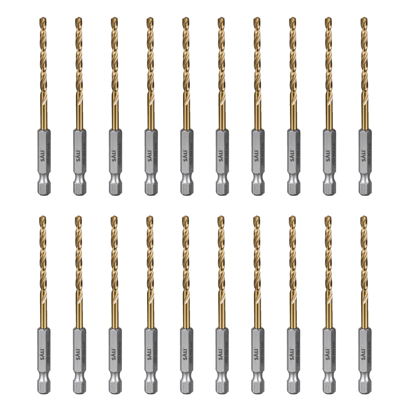 SALI Cobalt Drill Bit Set,20 Pack 9/64 Inch High Speed Steel Hex Shank Jobber Drill Bits, for Hardwood, Aluminum,Metal,Copper,Alloyed Steel