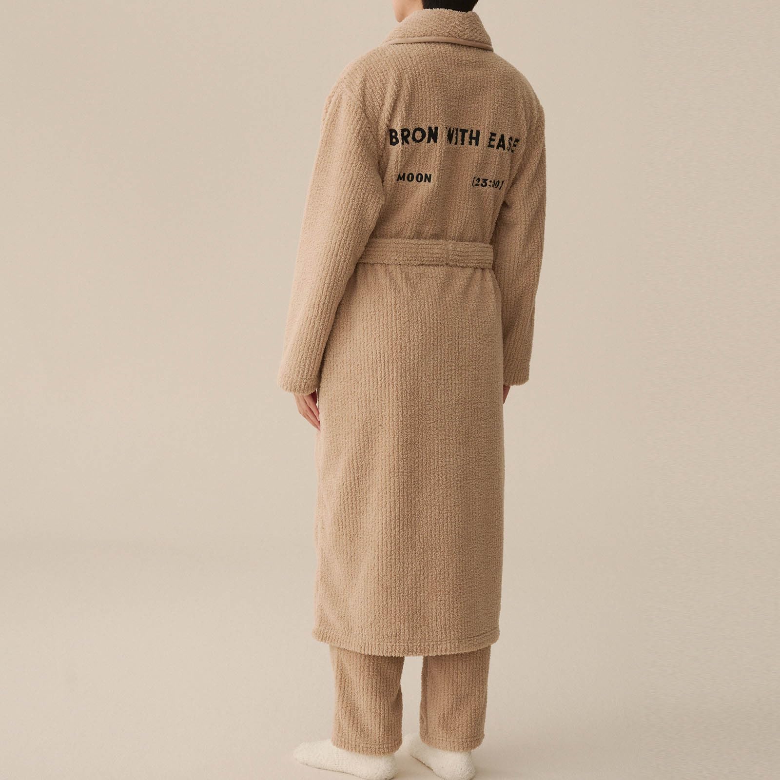 Accappatoio da uomo e da donna, oversize, lungo, in spugna, leggero, morbido, in pile, con cintura e pantaloni