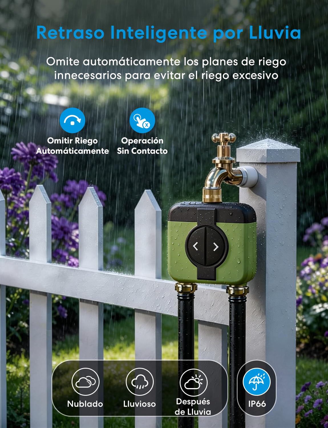 Meross Programador Riego WiFi 2 Salidas MST200 | Hub MSH450/MSH400 Requerido | Riego Automatico & Retraso Lluvia | Contador Agua y Control Remoto Exterior | Compatible con HomeKit, Alexa y Google Home