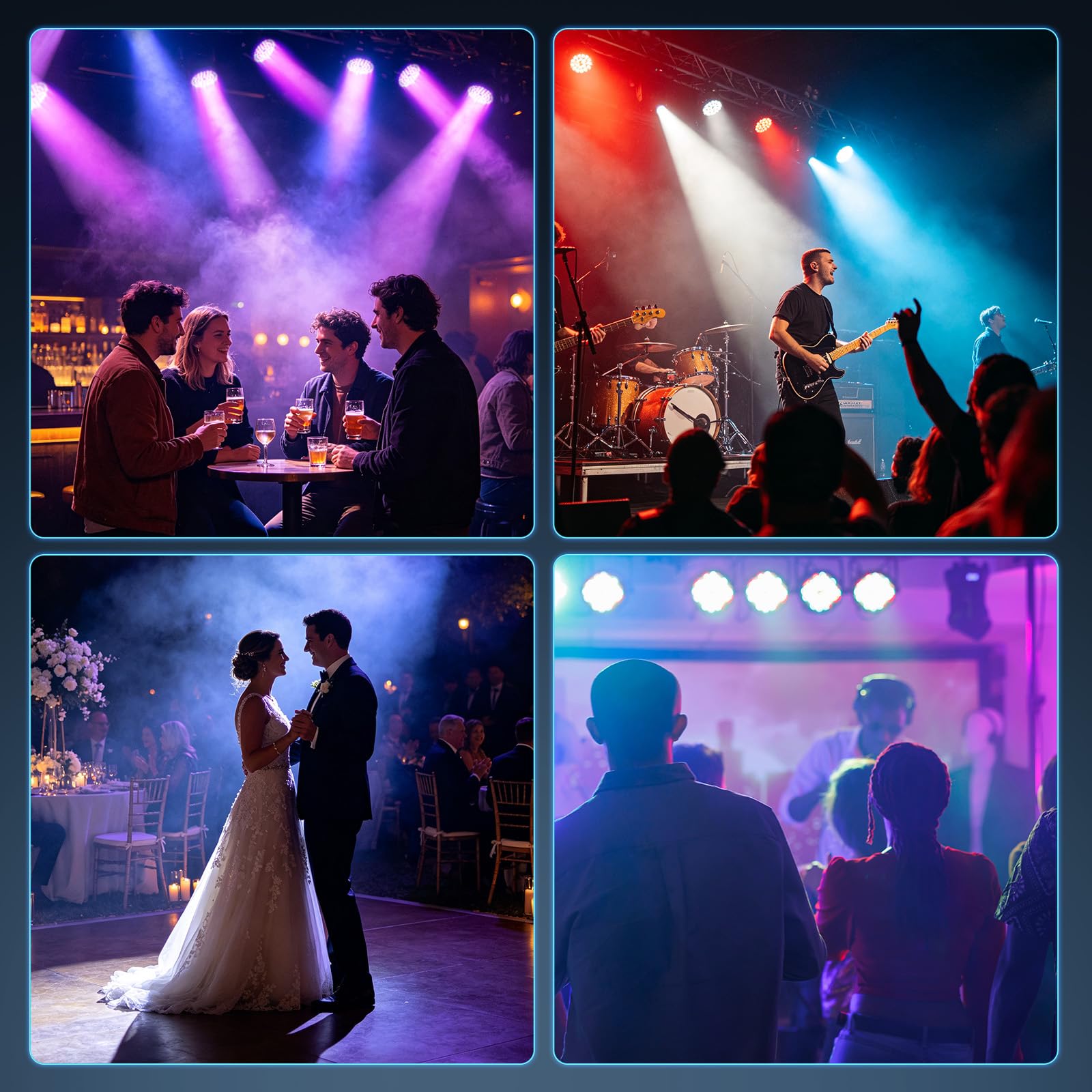 Par LED Projecteur, RGB 60 LED Lumière Par Led Batterie de Scène 7 Modes avec Télécommande DMX512 Jeu de Lumiere Jeux de Lumiere effet de lumière DJ pour show bar, fête, festival de musique