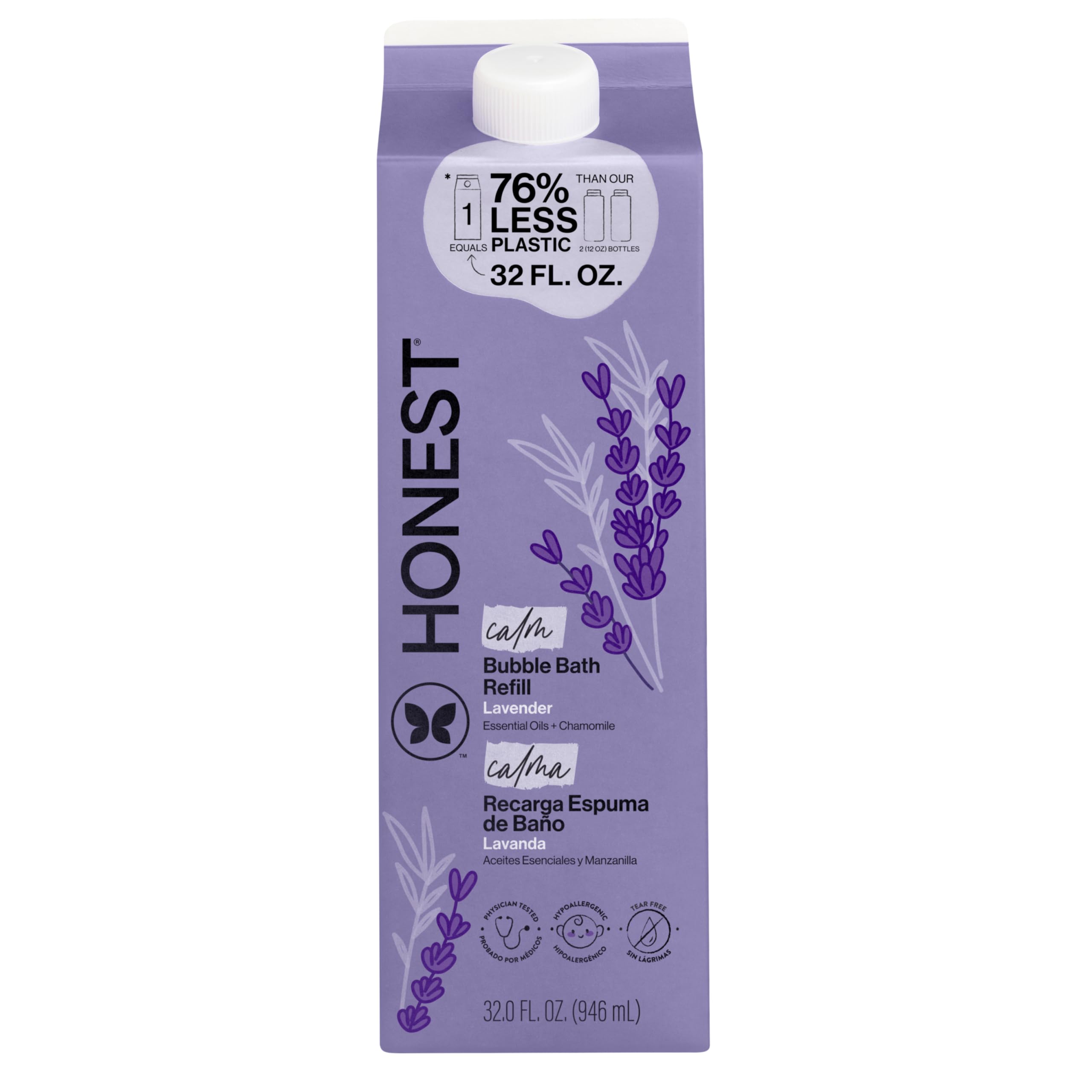 The Honest Company Bubble Bath, Hypoallergenic, Lavender Calm, 32 fl oz