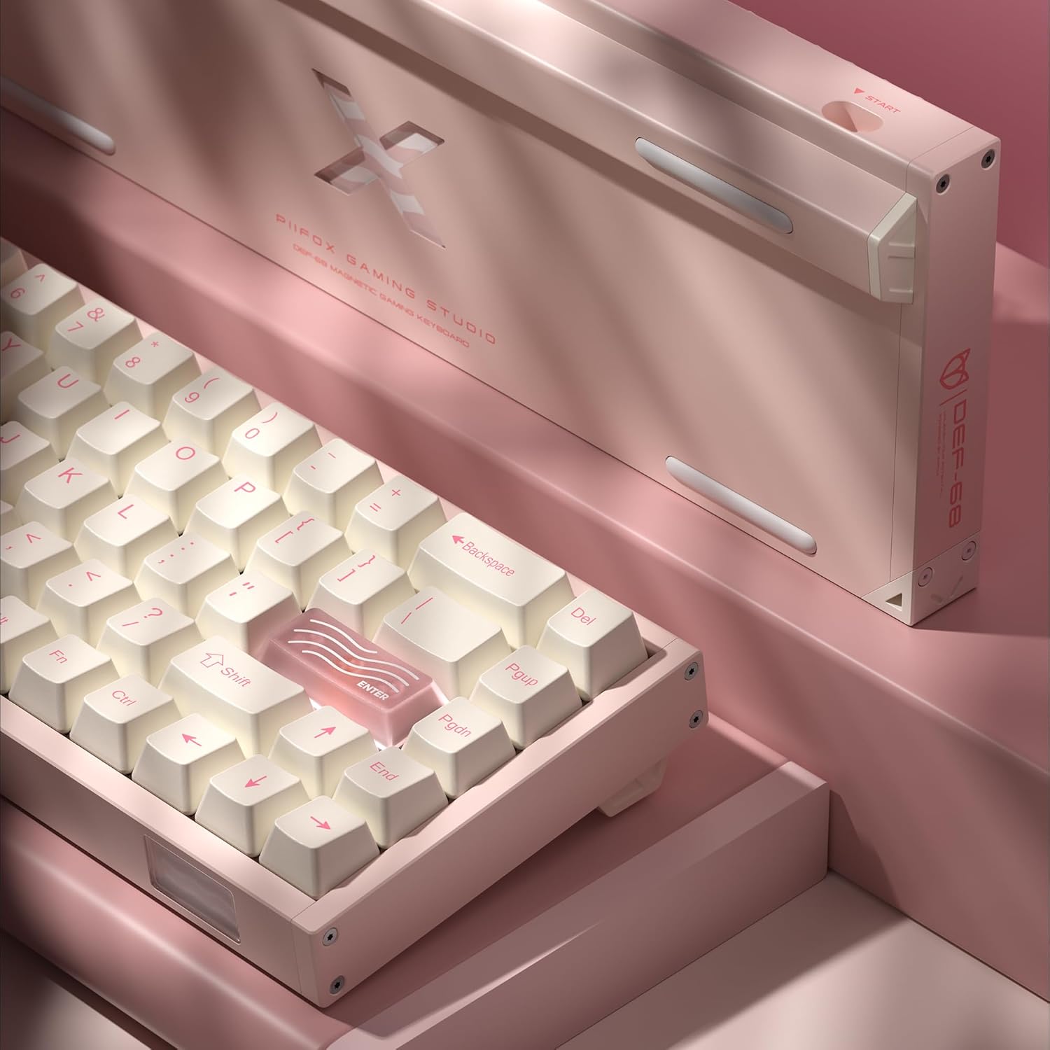 Defender 68 PC Gaming Keyboard Wired, 0.01mm Precision Magnetic Switch Hot Swappable, PBT Keycaps, RGB, 128K Polling Rate, IP57, Full Aluminum CNC Housing, Compatible with PC/Mac(Pink)